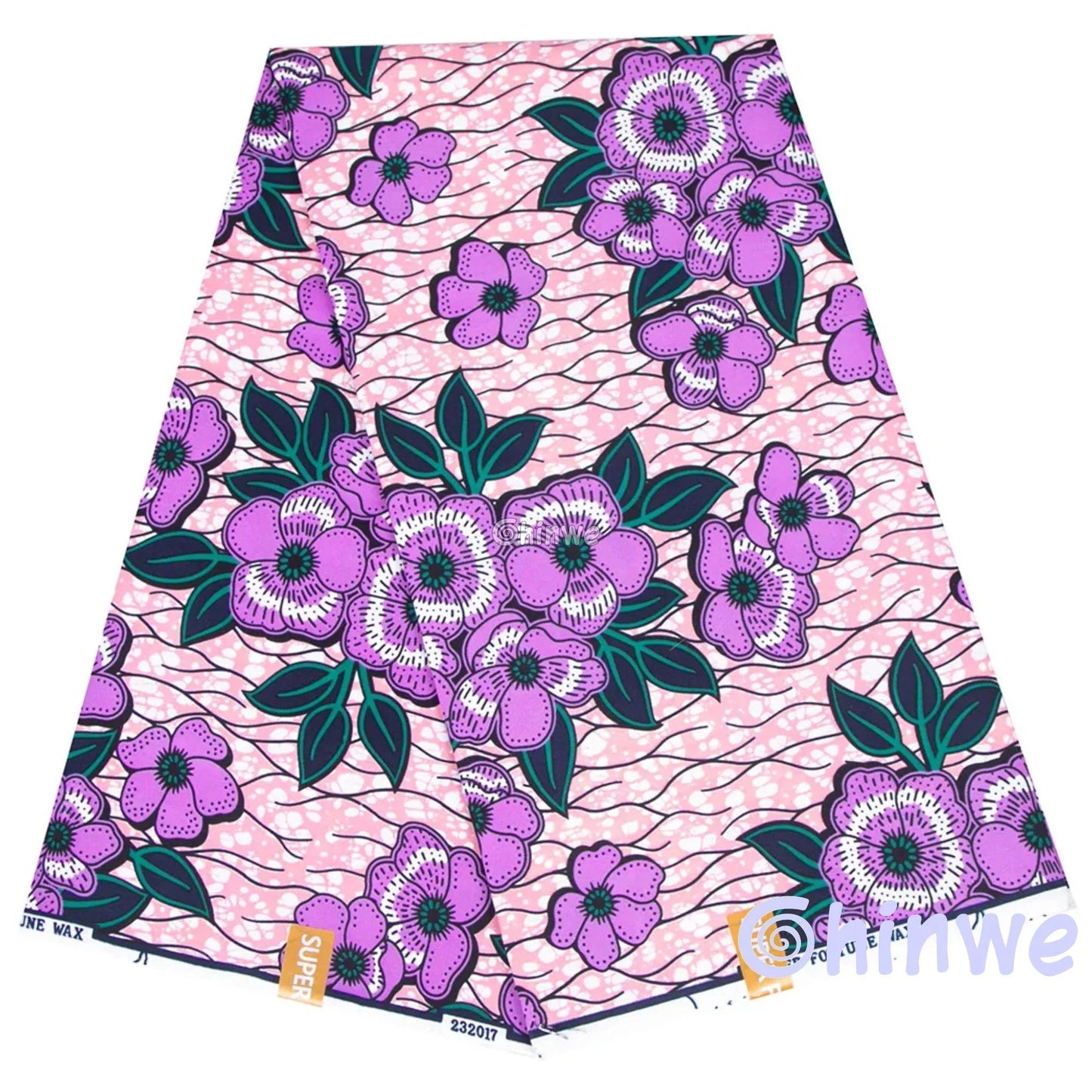 Pink and Purple Floral African Wax Print Fabric