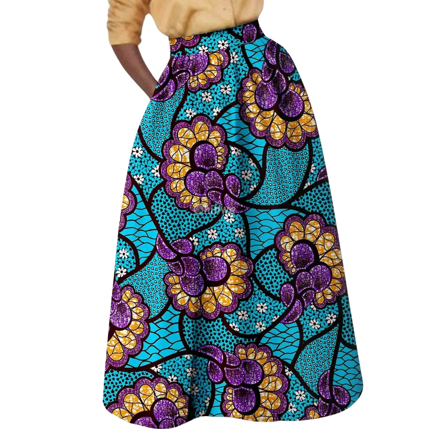 The Nomi Maxi High Waist Ankle Length Loose Skirt with Pockets - Flutter Bloom / Customized - Women’s Clothing