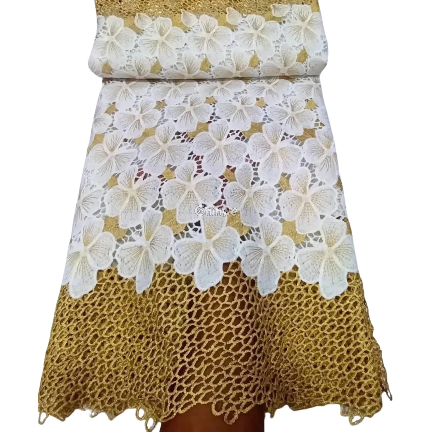 Multicolor & Metallic Corded Guipure Lace Fabric Featuring Embroidered Blossom Motifs & Sequin Accents