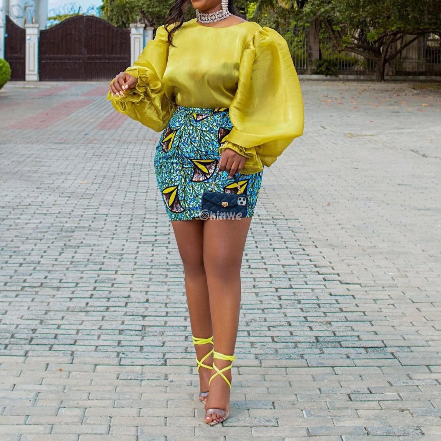 Statement Print High Waisted A Line Pencil Mini Skirt - Women’s Clothing