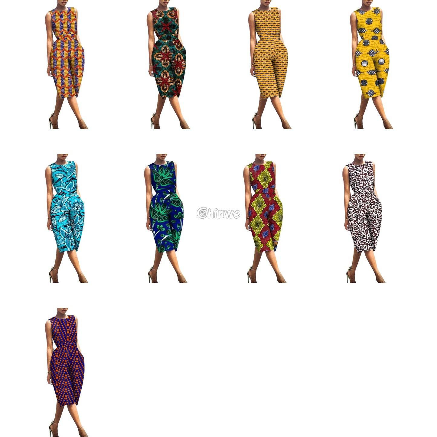 Relaxed Fit Sleeveless Wax Ankara Jumpsuit Twilight Series Women’s Clothing