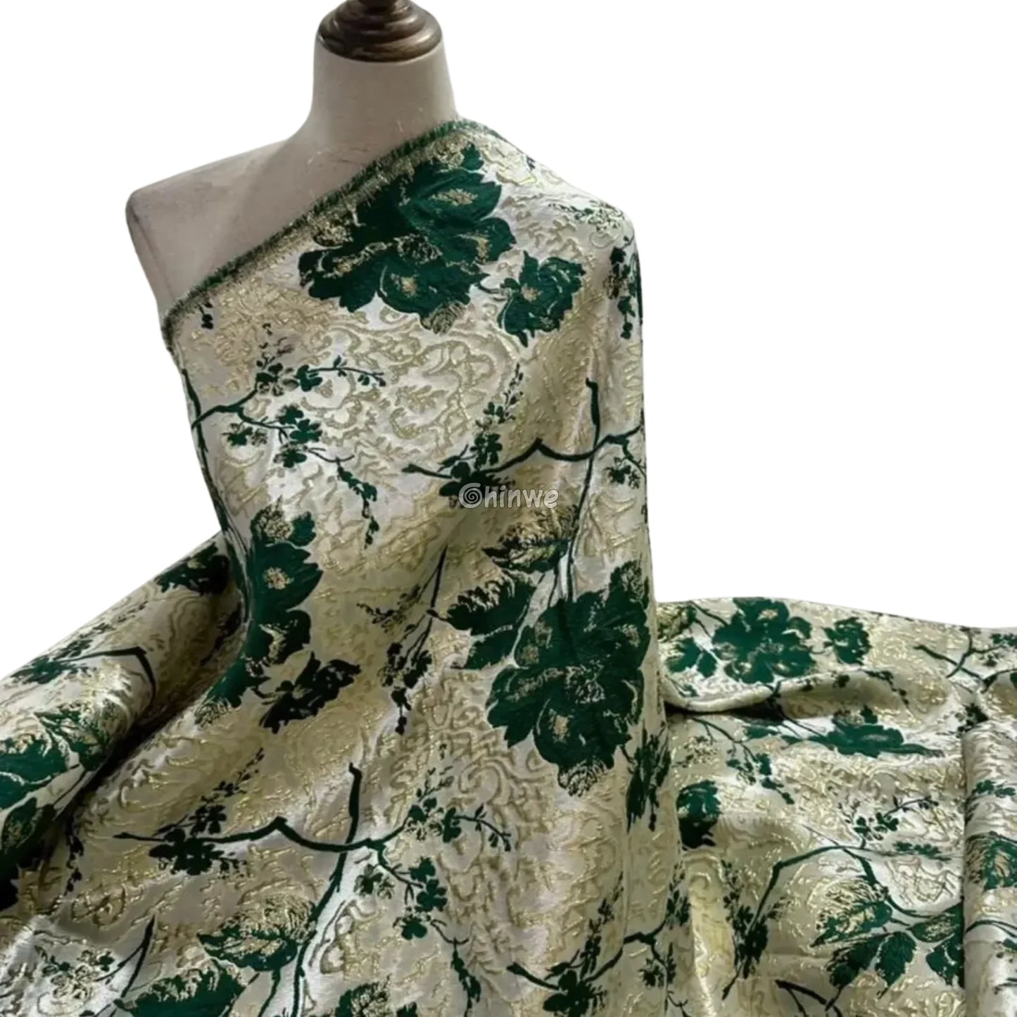 Pumpkin & Glacial Silver Floral Jacquard Brocade with Raised Metallic Threads for Luxe Evening Wear