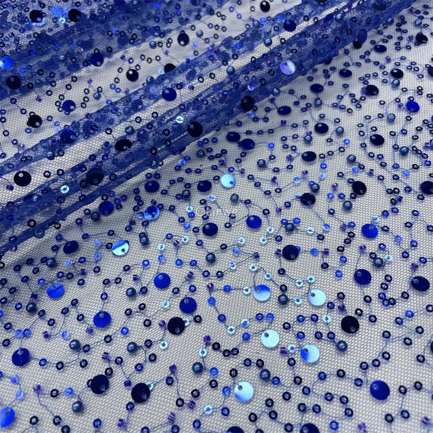 Sequined French Tulle Mesh with Scattered Sequins in Sheer Sparkle Finish for Couture Embellishments Lace