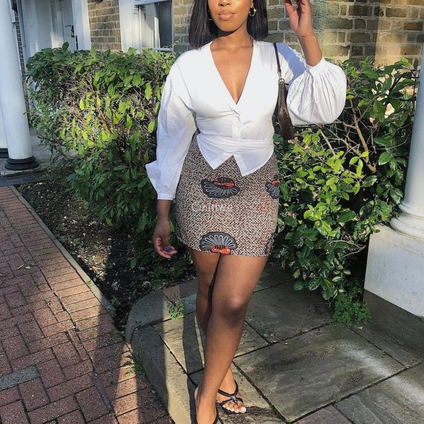 Statement Print High Waisted A Line Pencil Mini Skirt - Women’s Clothing