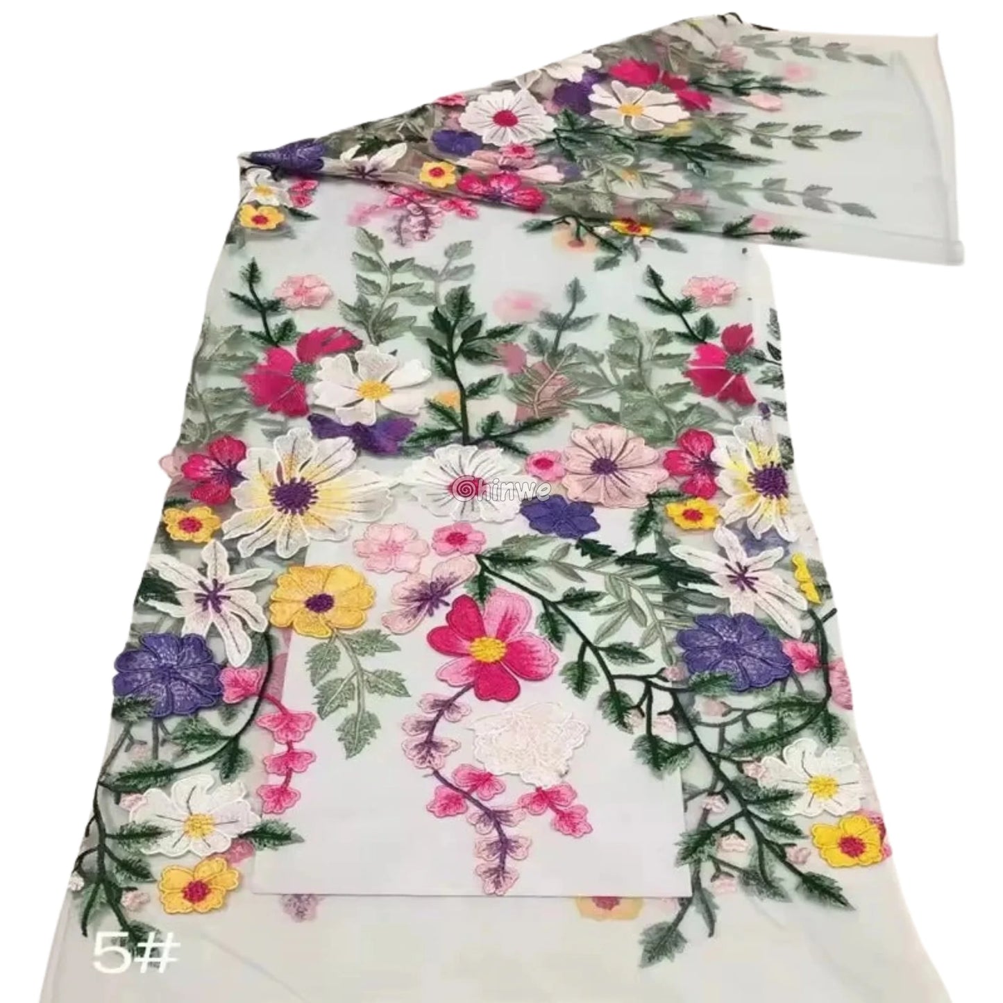 French Tulle Lace Floral Vine & 3D Appliqué Embroidery with Sheer Mesh for Couture Crafts Lace