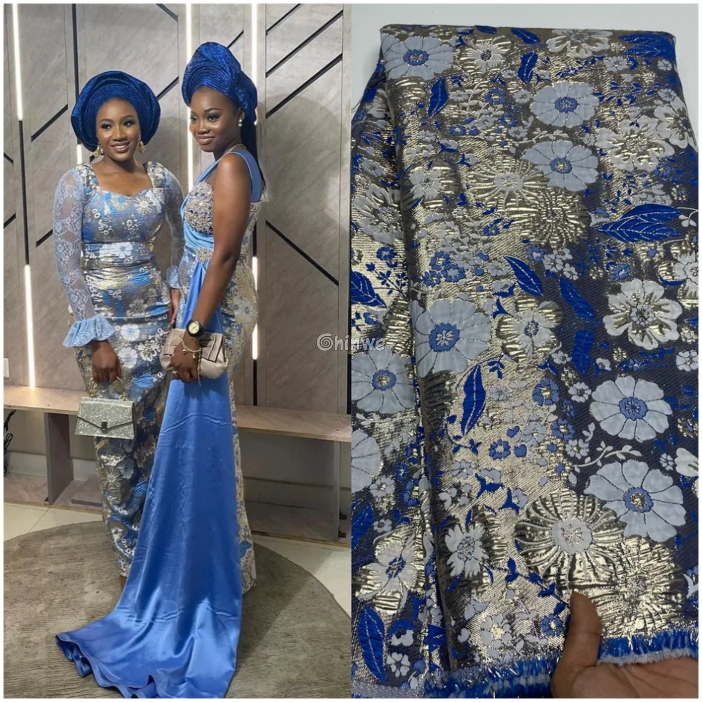 Pumpkin & Glacial Silver Floral Jacquard Brocade with Raised Metallic Threads for Luxe Evening Wear