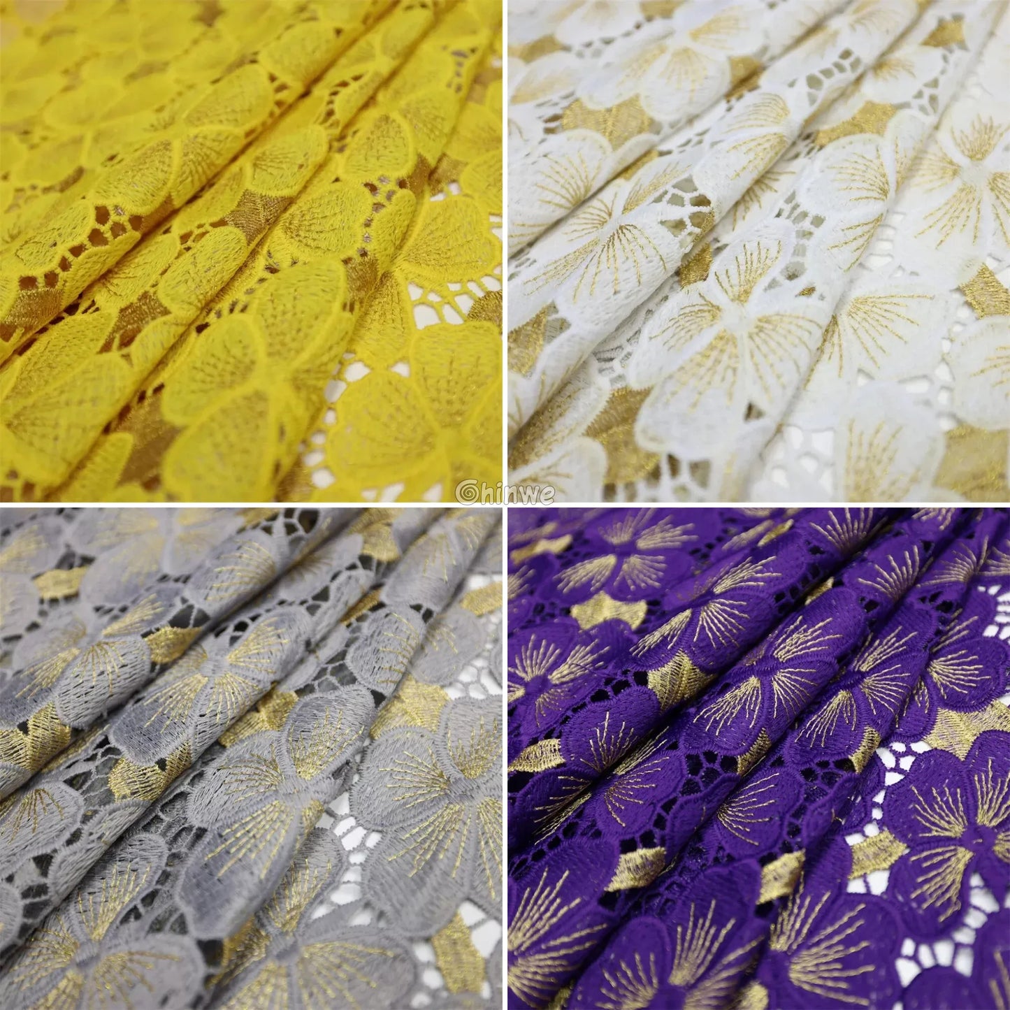 Multicolor & Metallic Corded Guipure Lace Fabric Featuring Embroidered Blossom Motifs & Sequin Accents