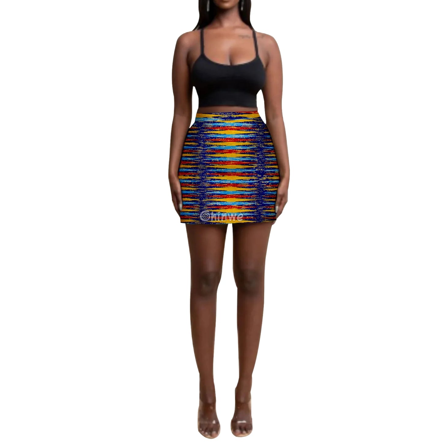 Statement Print High Waisted A Line Pencil Mini Skirt - Women’s Clothing