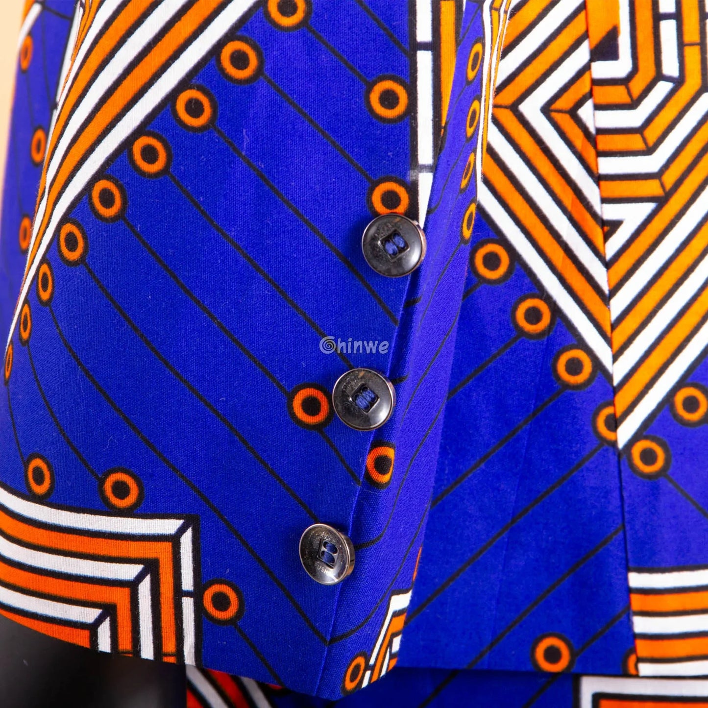 Two Piece Slim Fit African Wax Suit Custom Tailored Blazer & Trousers Set Men’s Clothing