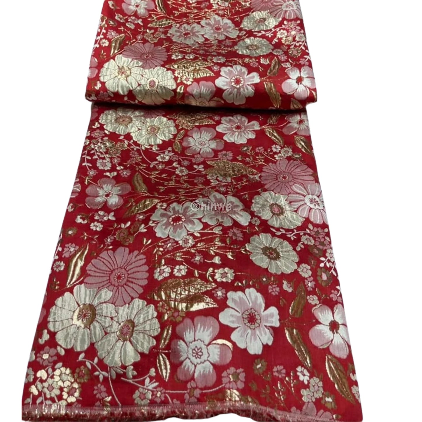 Pumpkin & Glacial Silver Floral Jacquard Brocade with Raised Metallic Threads for Luxe Evening Wear