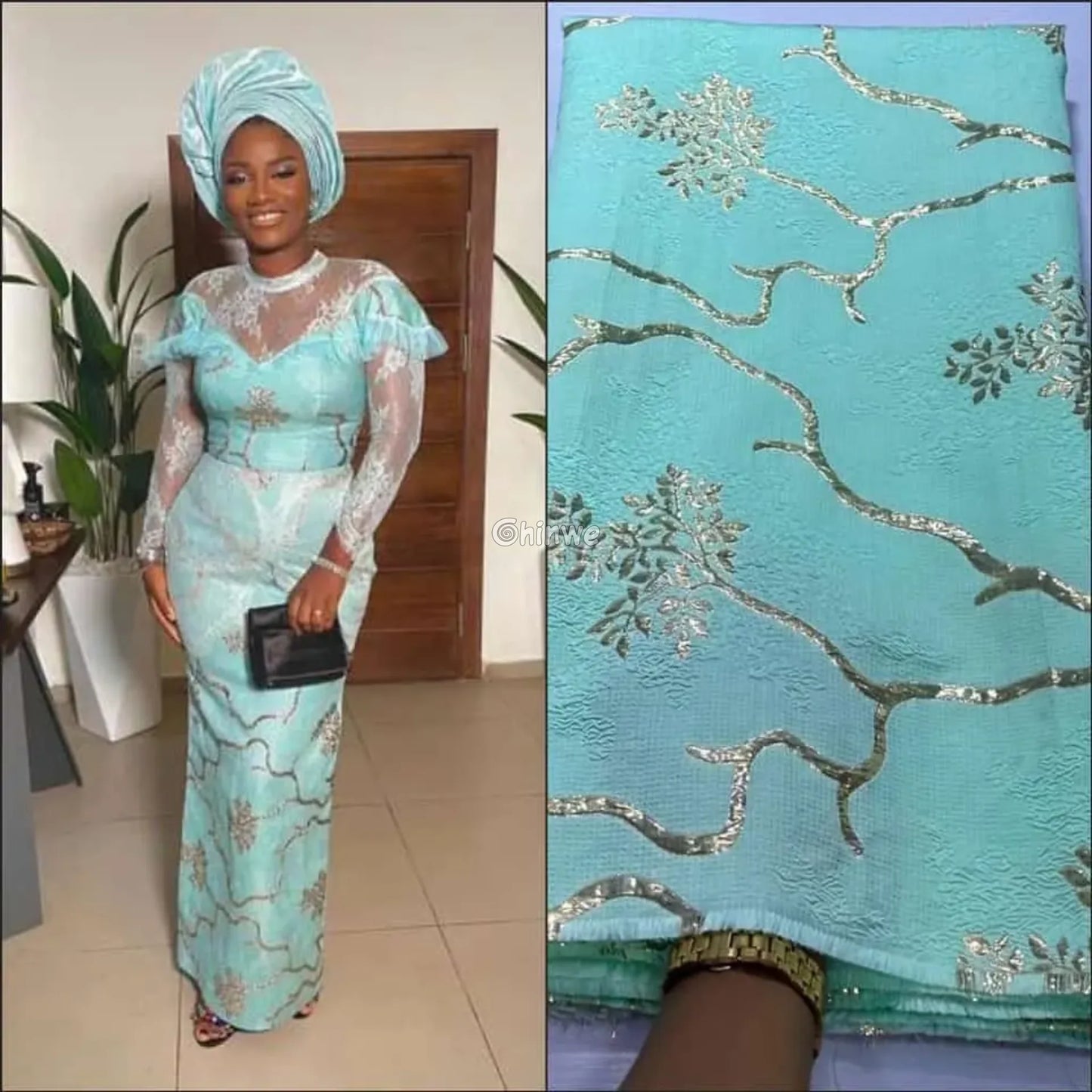 Jacquard Brocade Fabric with Metallic Floral Vines and Raised Texture Available in 7 Luxe Colors African Wax Print