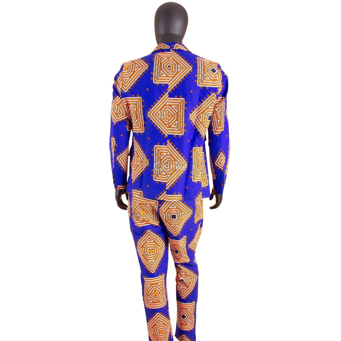 Two Piece Slim Fit African Wax Suit Custom Tailored Blazer & Trousers Set Men’s Clothing