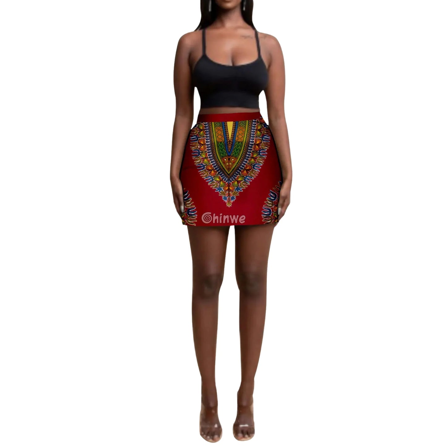 Statement Print High Waisted A Line Pencil Mini Skirt - Women’s Clothing