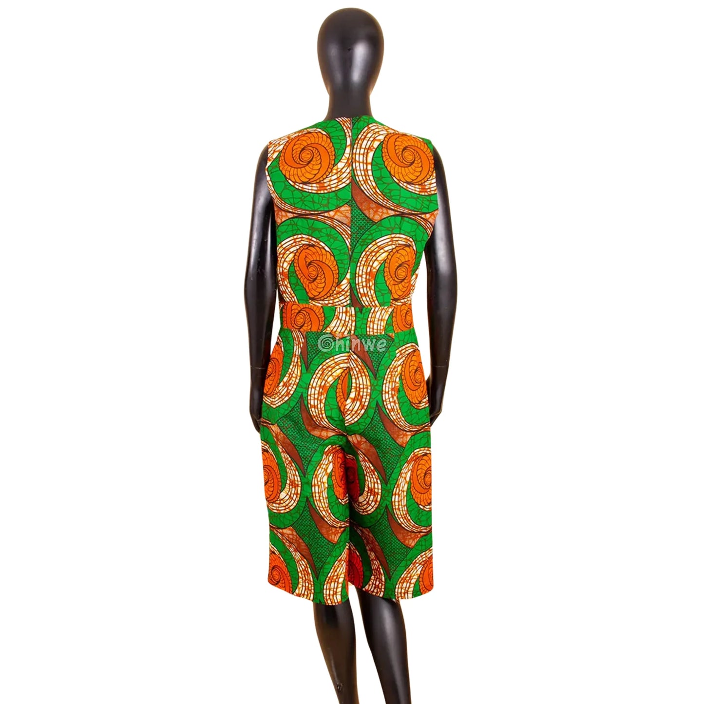 Relaxed Fit Sleeveless Wax Ankara Jumpsuit Resort Bloom - Women’s Clothing