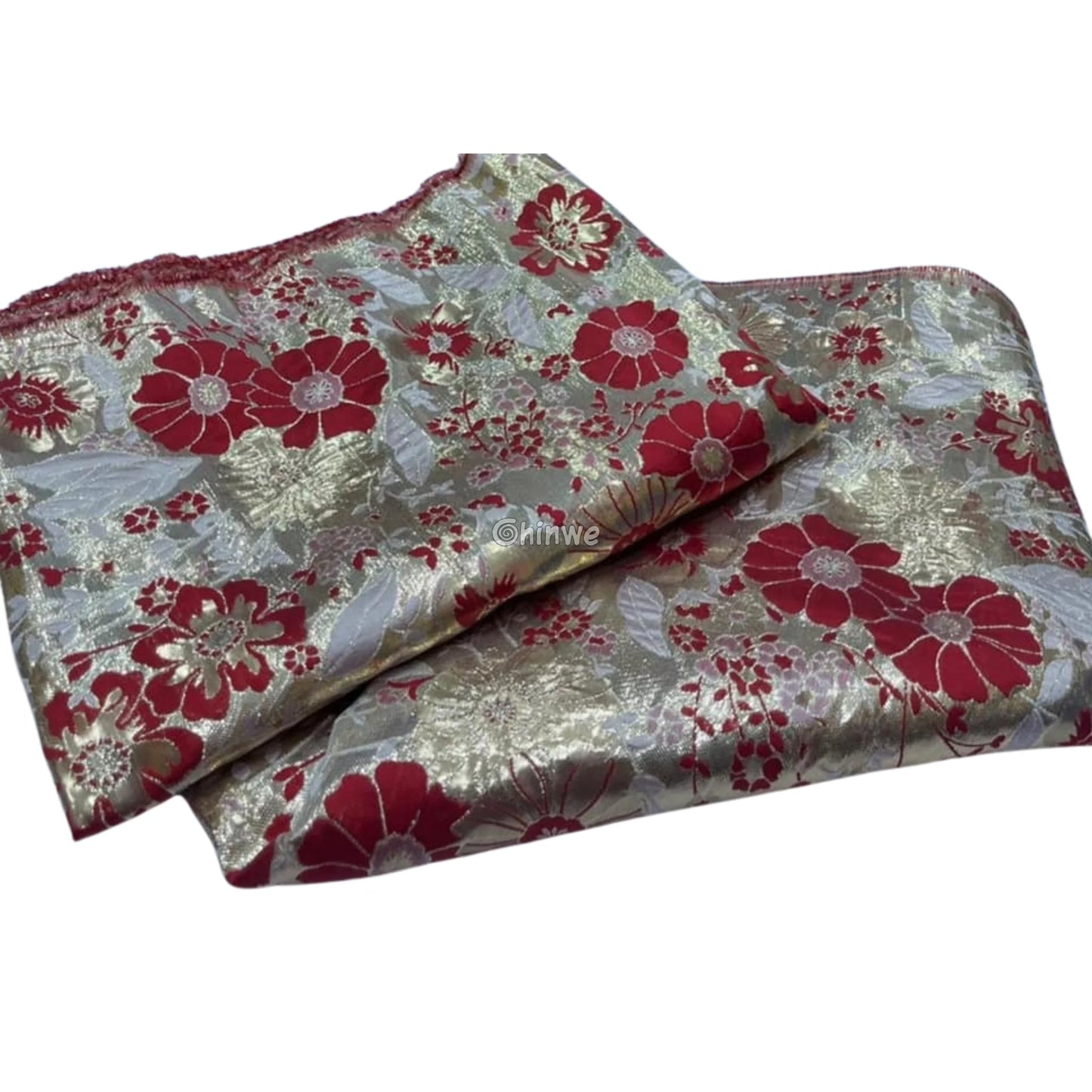 Pumpkin & Glacial Silver Floral Jacquard Brocade with Raised Metallic Threads for Luxe Evening Wear