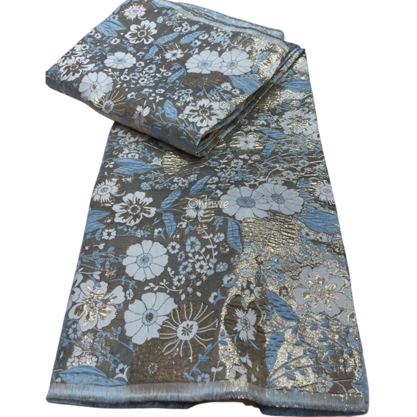 Pumpkin & Glacial Silver Floral Jacquard Brocade with Raised Metallic Threads for Luxe Evening Wear