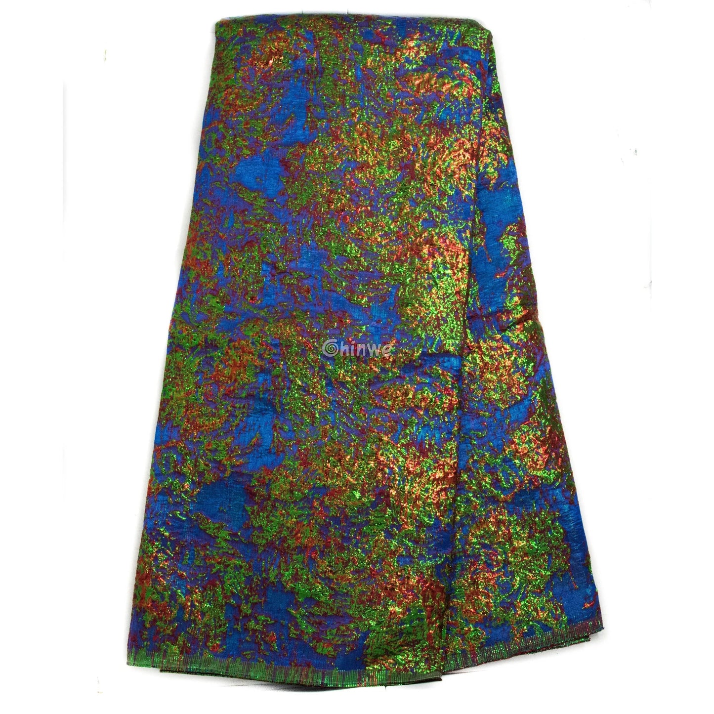 Holographic Crinkle Foil Brocade Fabric – 3D Metallic Texture with Multicolor Reflective Shine