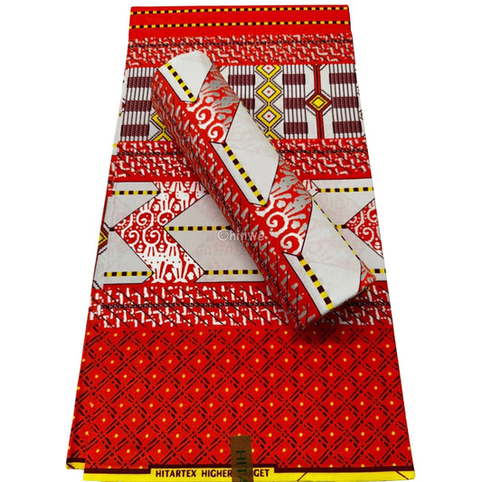 Red White & Gold Kente Brocade with Geometric Motifs Arrow Panels & Metallic Detailing Royal Cipher Kente / 6yards