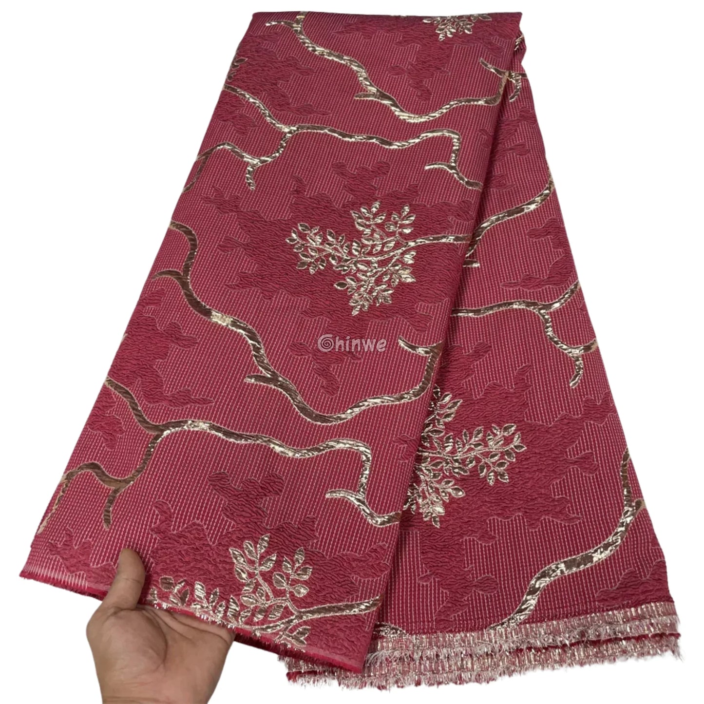 Jacquard Brocade Fabric with Metallic Floral Vines and Raised Texture Available in 7 Luxe Colors African Wax Print