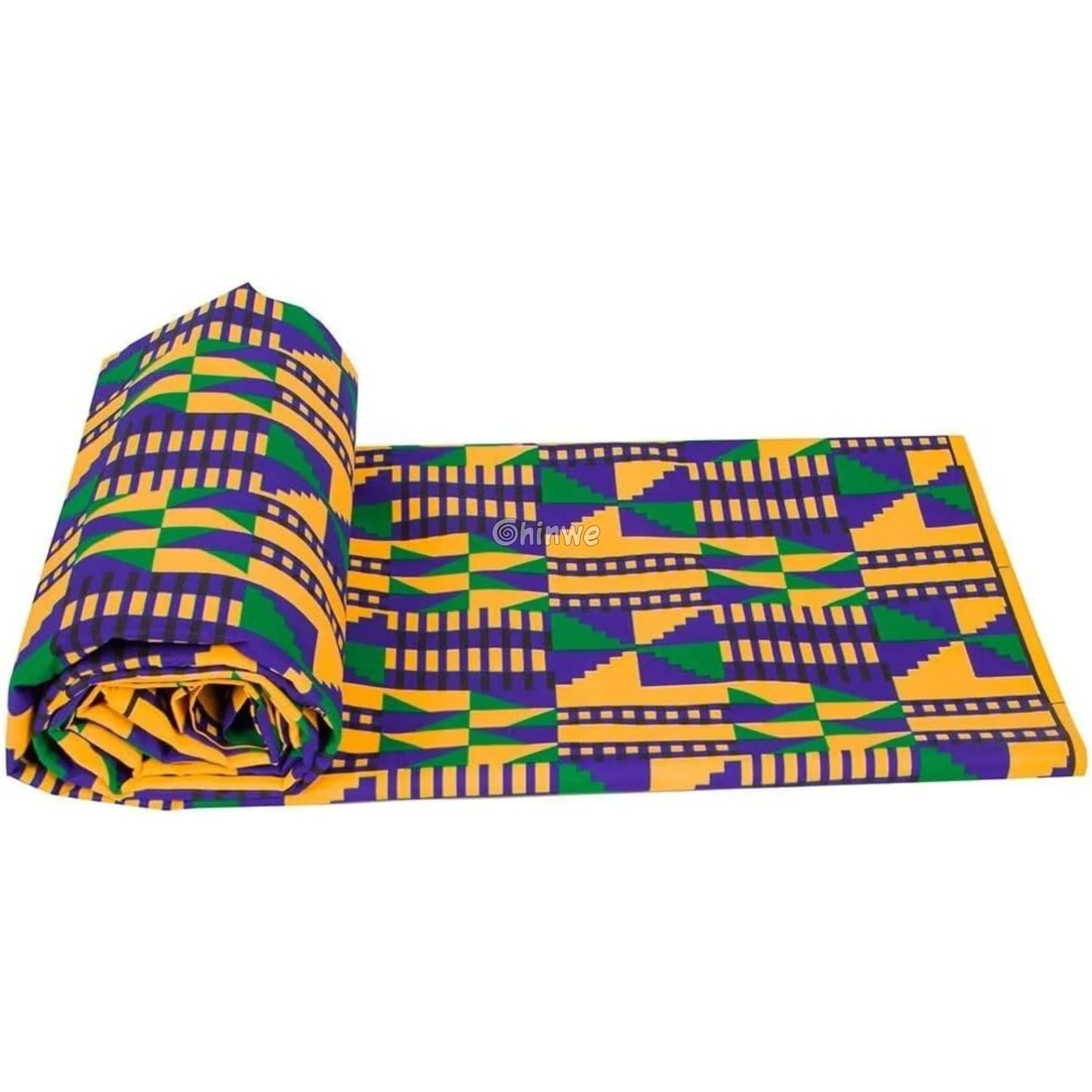 Yellow Green and Blue Geometric Ankara Wax Print Fabric African Wax Print Fabric