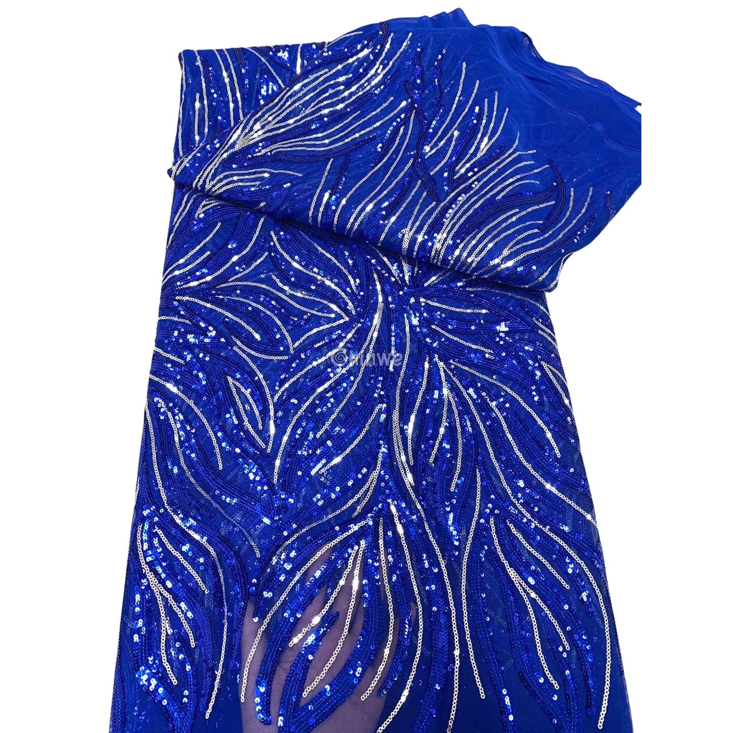 Sequin Embroidered Mesh Lace Fabric with Flowing Flame Motif and Sheer Illusion Base Lace