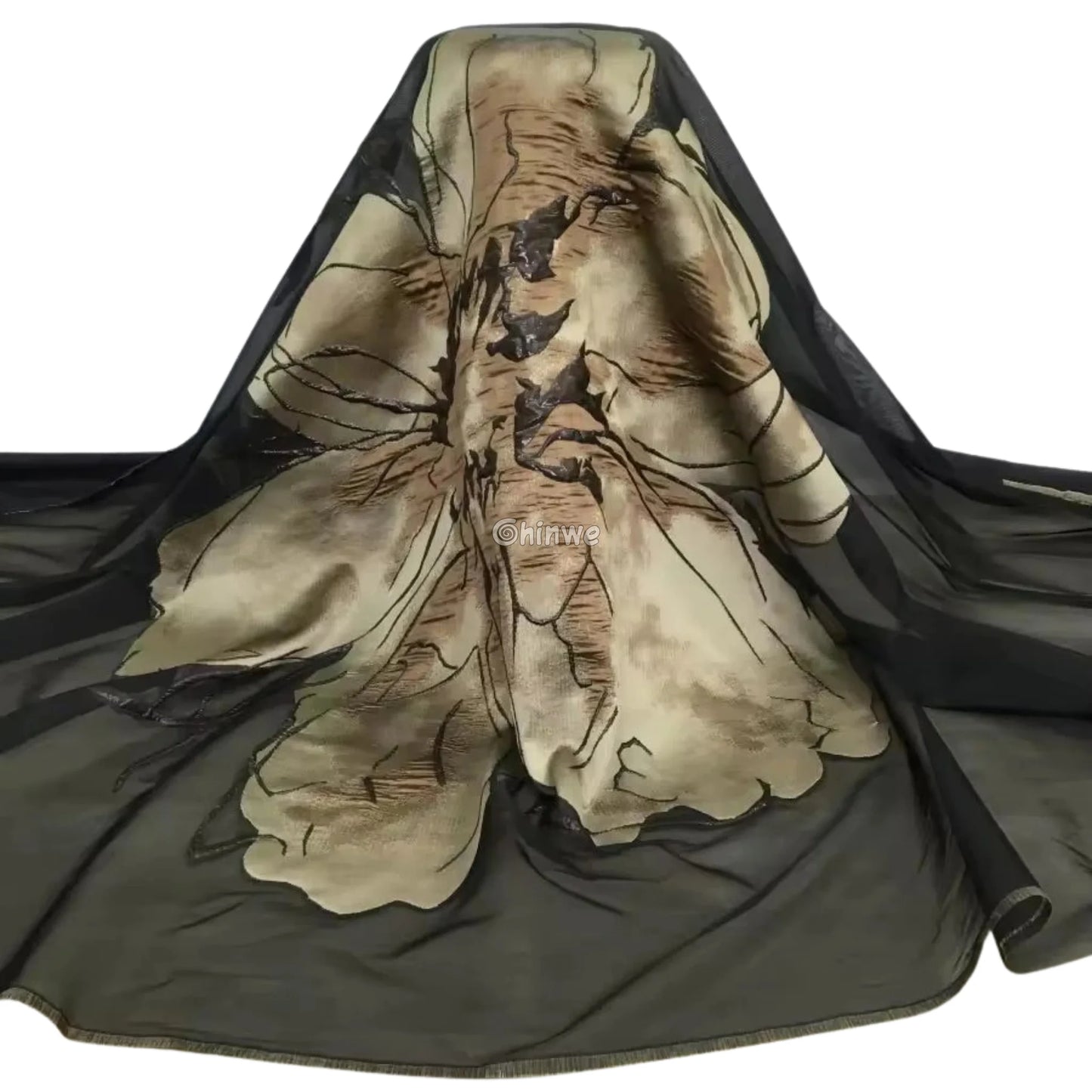 Embroidered Jacquard Mesh Fabric with Oversized Abstract Floral Motif and Dual-Tone Sheen Finish Lace