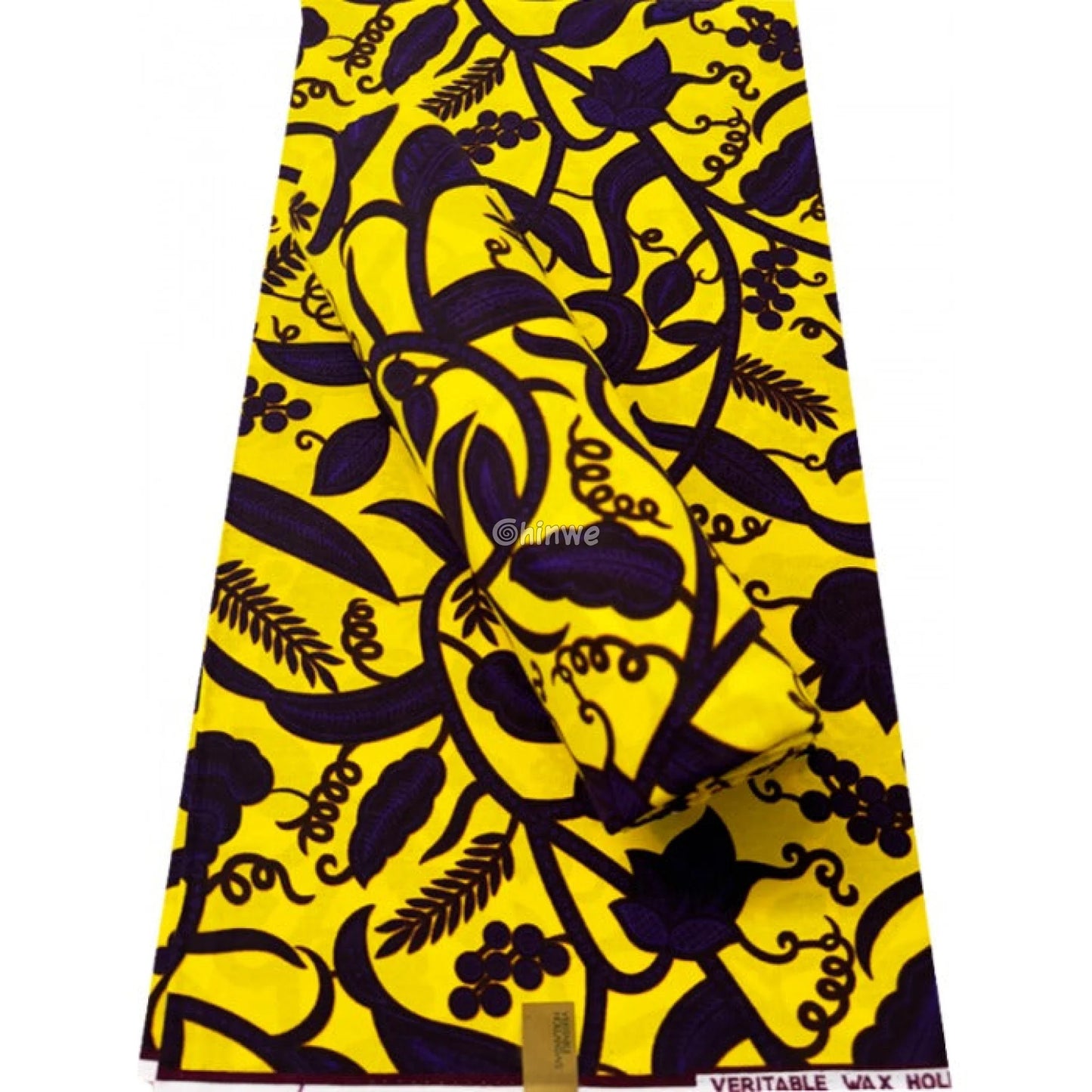 Vibrant Yellow and Purple Floral Vine African Print Fabric 6 Yards African Wax Print Fabric