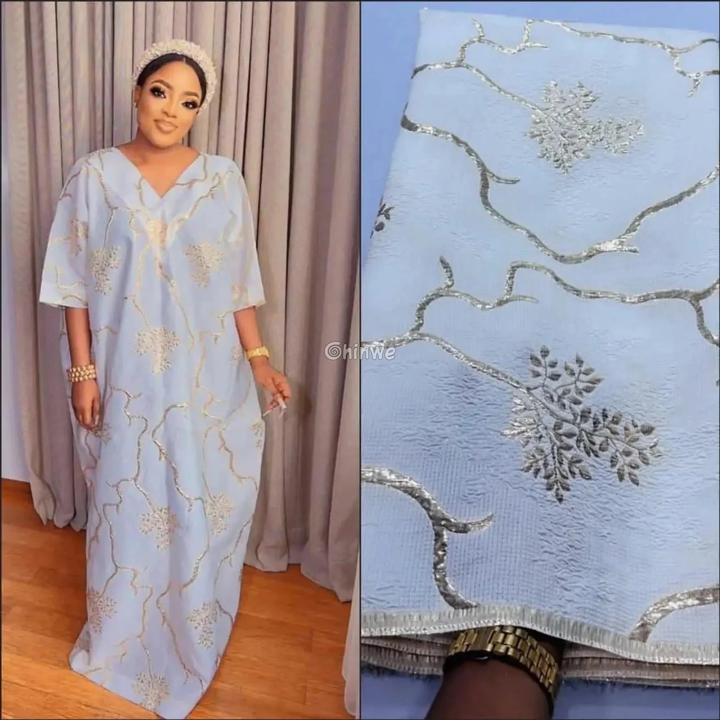 Jacquard Brocade Fabric with Metallic Floral Vines and Raised Texture Available in 7 Luxe Colors African Wax Print