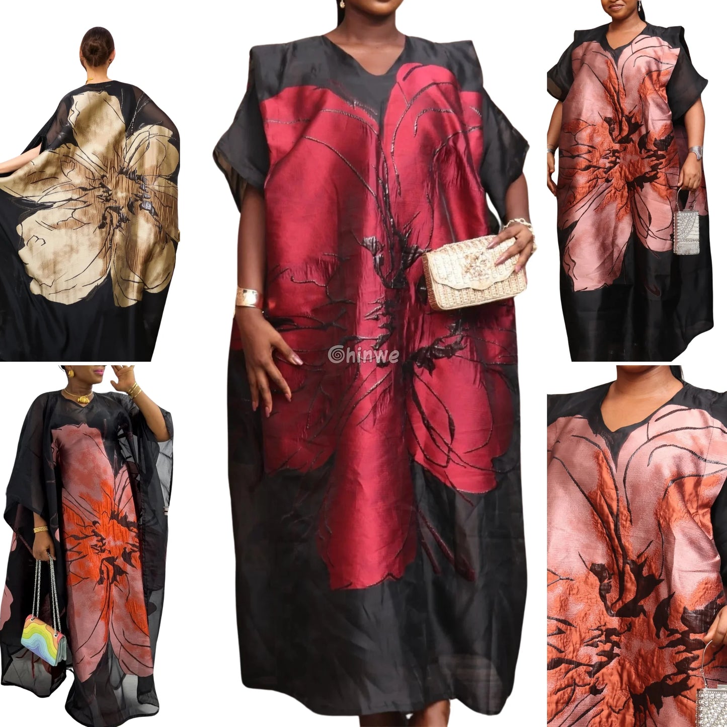 Embroidered Jacquard Mesh Fabric with Oversized Abstract Floral Motif and Dual-Tone Sheen Finish Lace