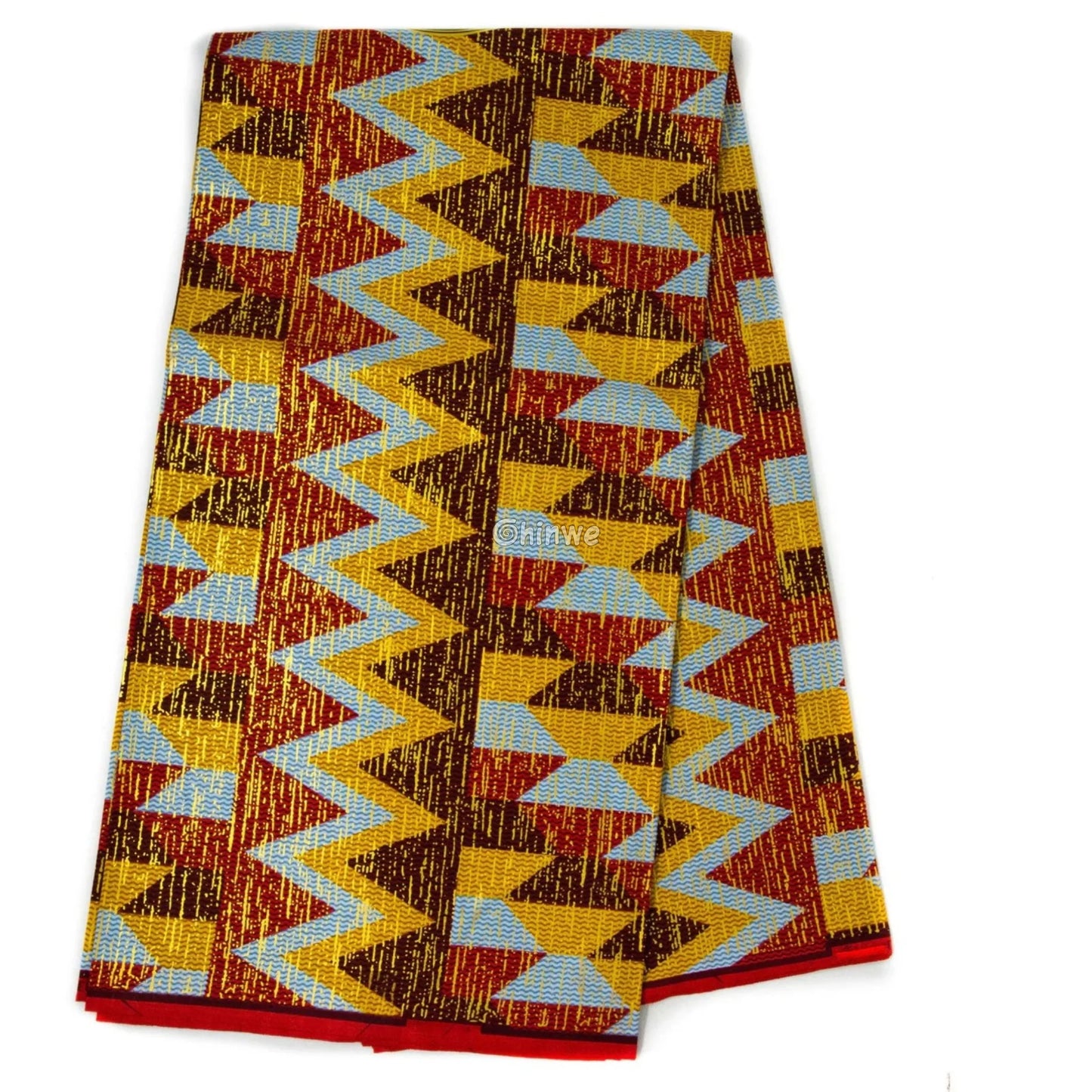 Red Yellow & Blue Kente Brocade with Lightning Chevron Motif and Gold Metallic Detailing Crimson Bolt Kente / 6yards
