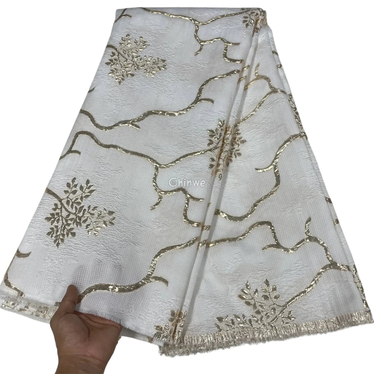 Jacquard Brocade Fabric with Metallic Floral Vines and Raised Texture Available in 7 Luxe Colors African Wax Print