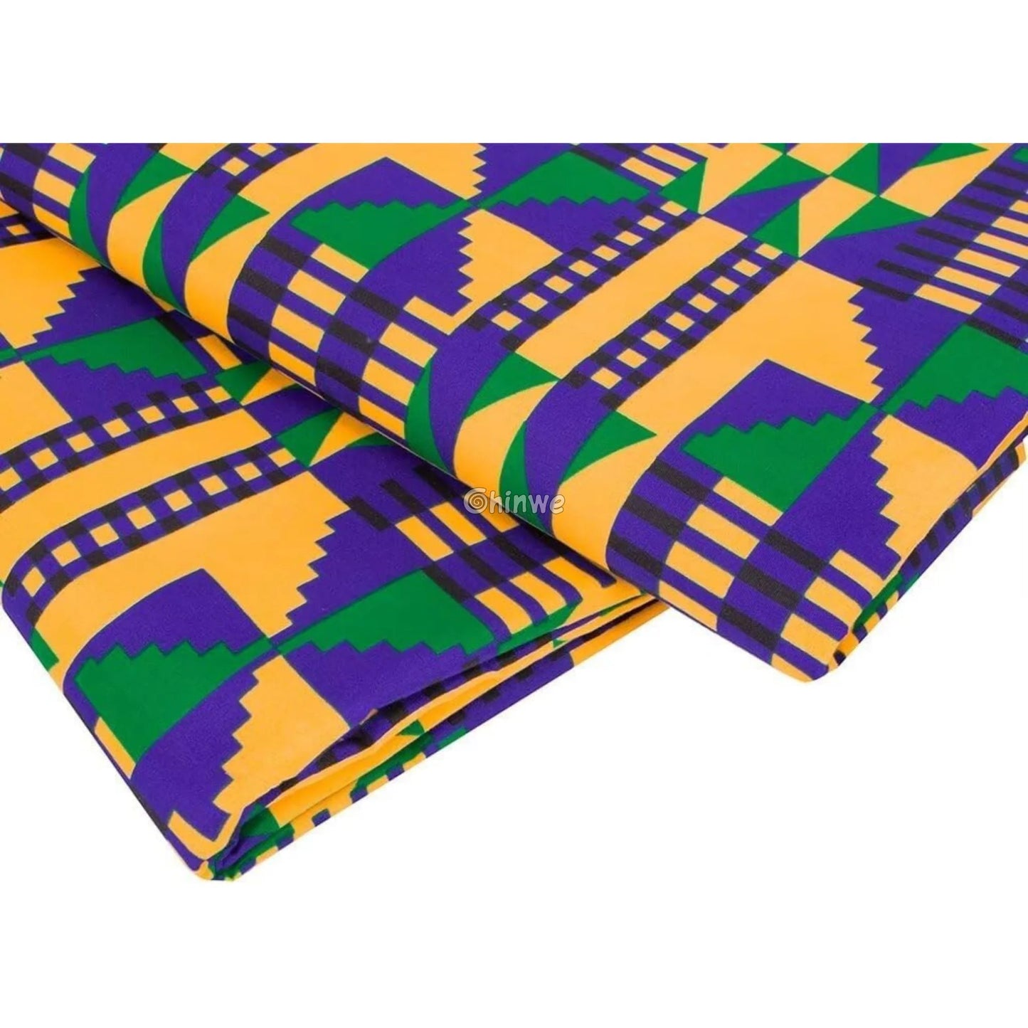 Yellow Green and Blue Geometric Ankara Wax Print Fabric African Wax Print Fabric