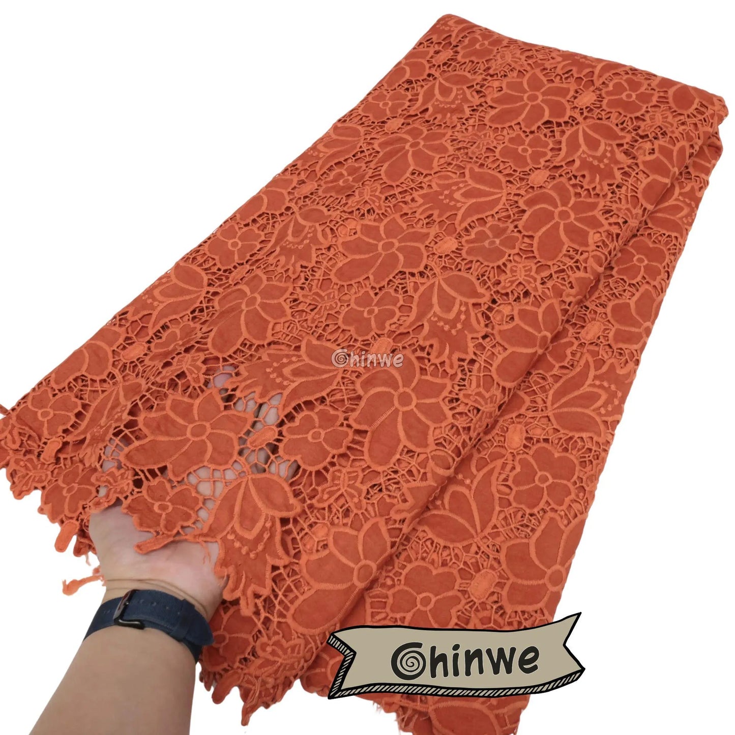 Guipure lace mesh with scalloped floral medallion pattern and sequined embellishments