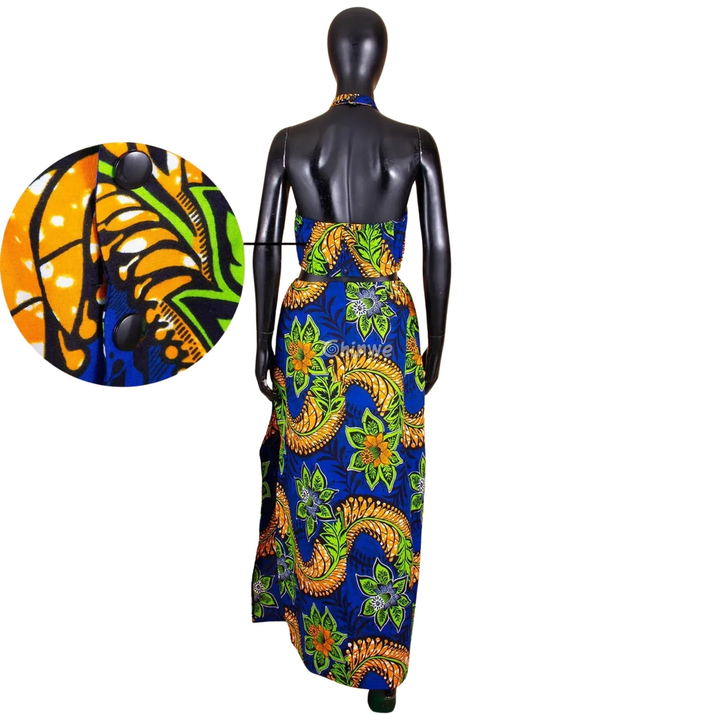 Summer Days Halter Two Piece Set Slit Maxi Skirt and Crop Top Women’s Clothing