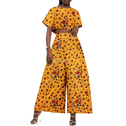 The Adamma Set Two Piece Crop Top and Wide Leg Pants - Women’s Clothing