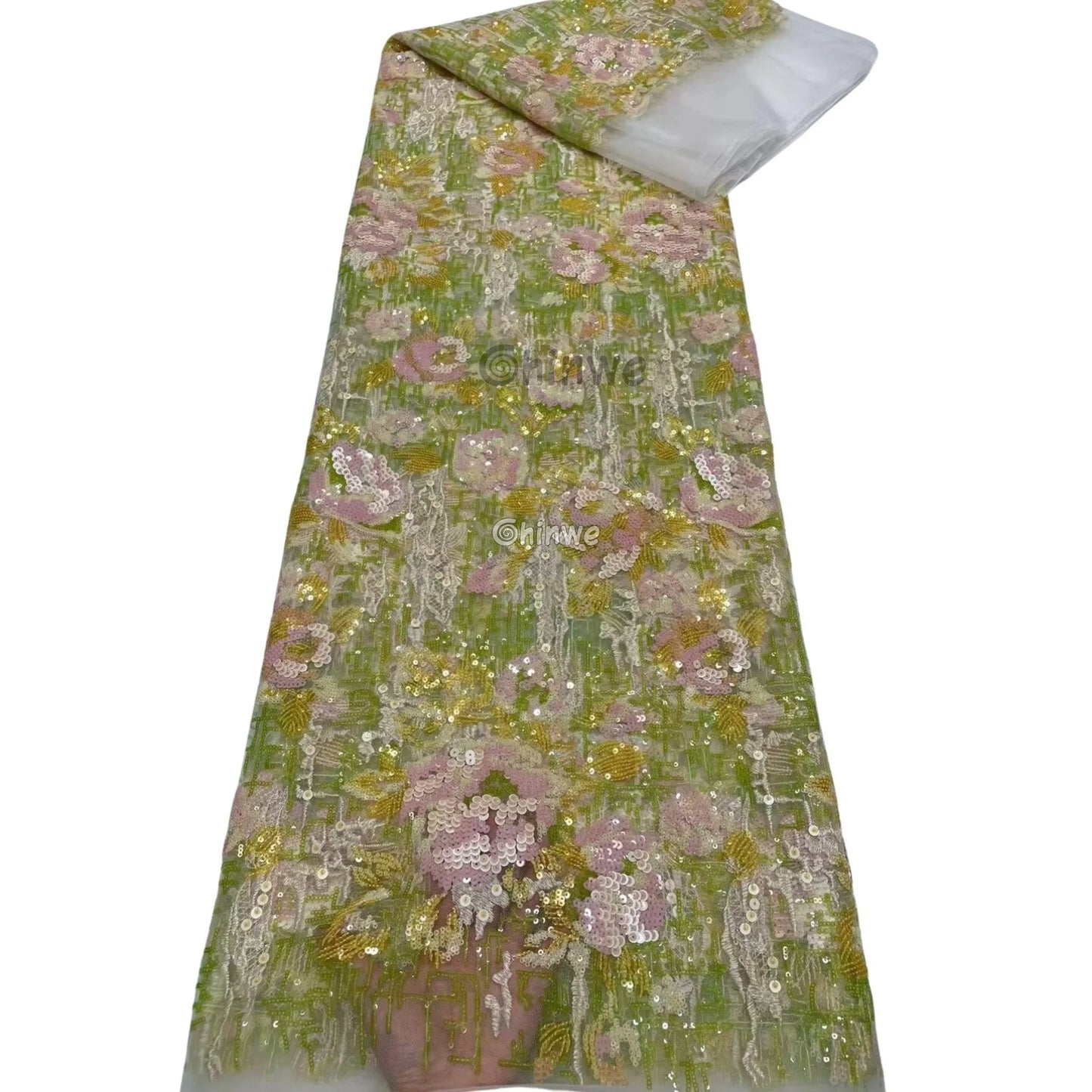 Sequin Mesh Lace with Floral Embroidery and Iridescent Detailing in Soft and Bold Colorway