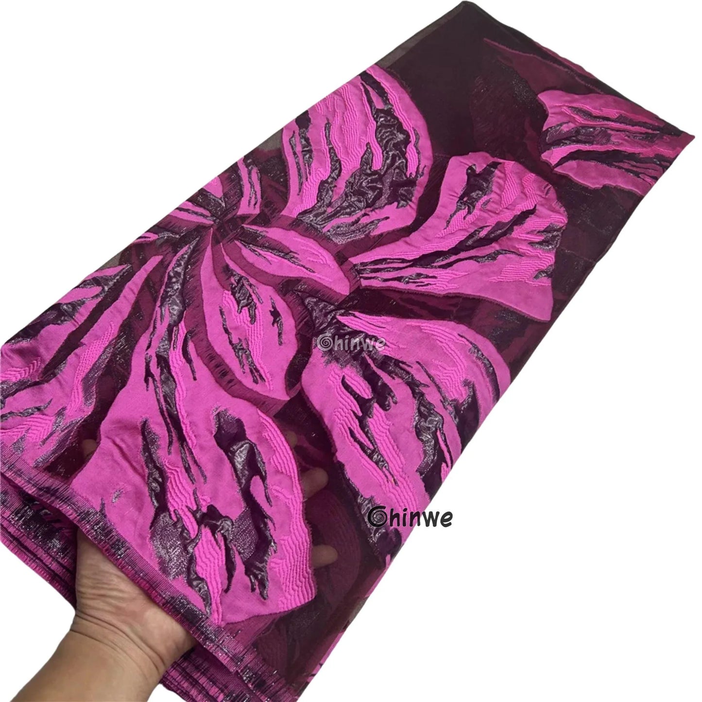 Metallic jacquard brocade with floral embossing and lustrous sheen in multi-tone blossom motif