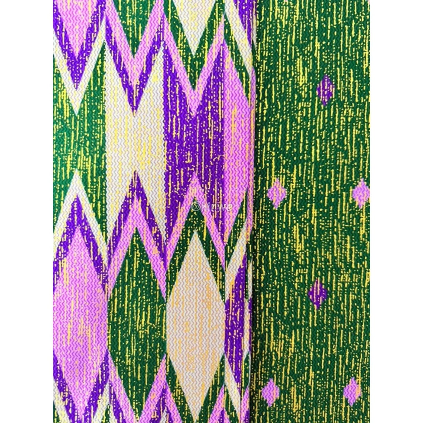 Lilac Green & Ivory Kente Brocade with Jagged Flame Motif and Gold Metallic Accents Lilac Forest Kente / 6yards African