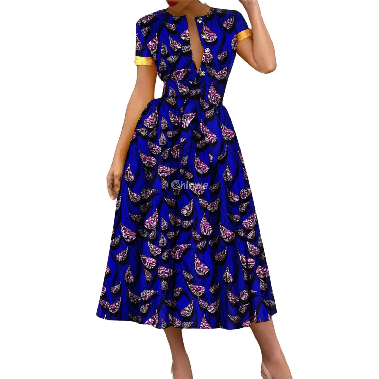 Ada Midi Belted Ankara Dress Jewel Earth Women’s Clothing