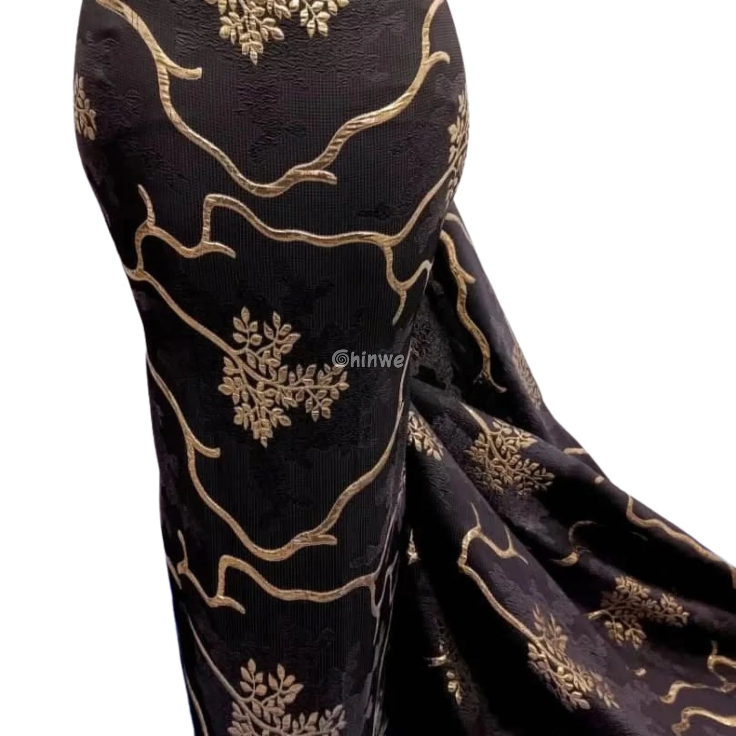 Jacquard Brocade Fabric with Metallic Floral Vines and Raised Texture Available in 7 Luxe Colors African Wax Print