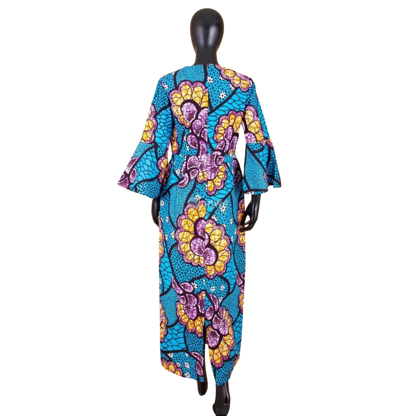 Imani One Shoulder Flare Sleeve Ankara Dress In Mystic Roots Women’s Clothing