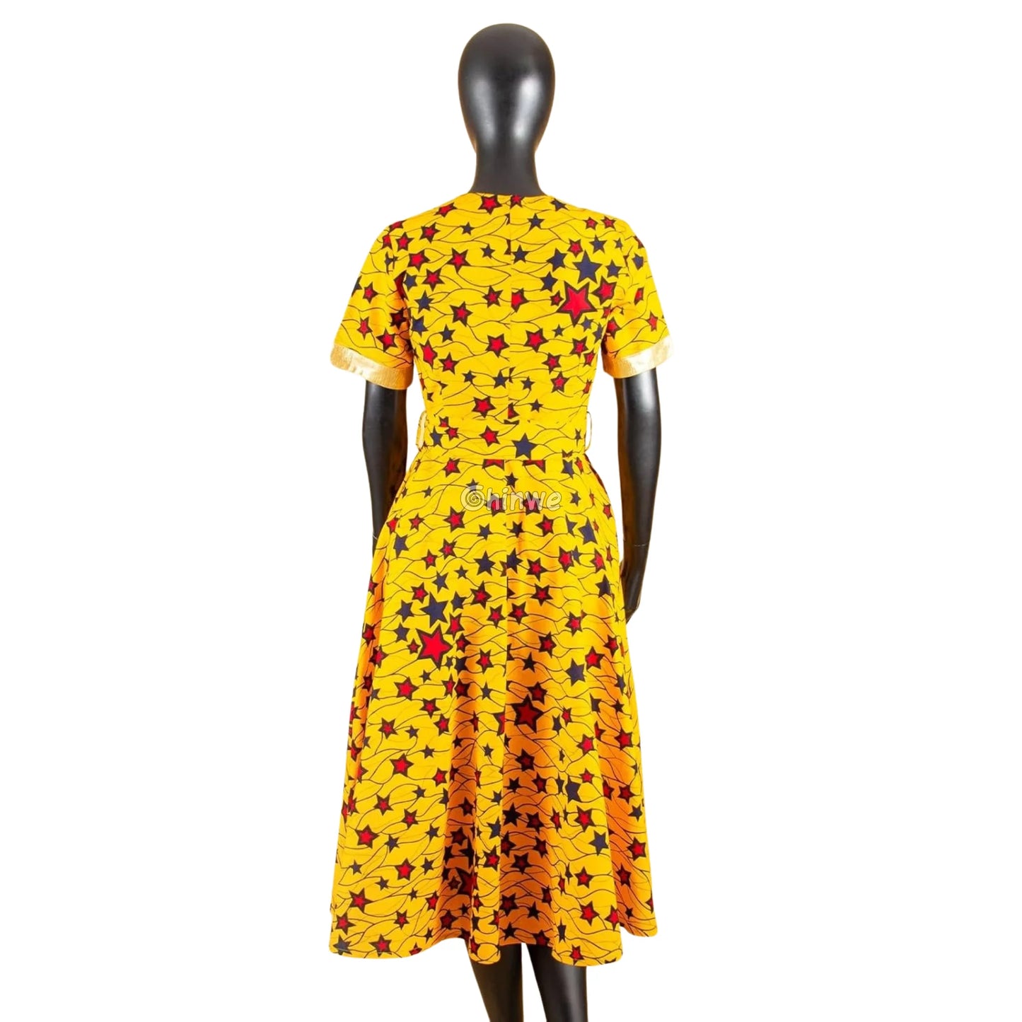 Ada Midi Belted Ankara Dress in Botanical Bloom Women’s Clothing