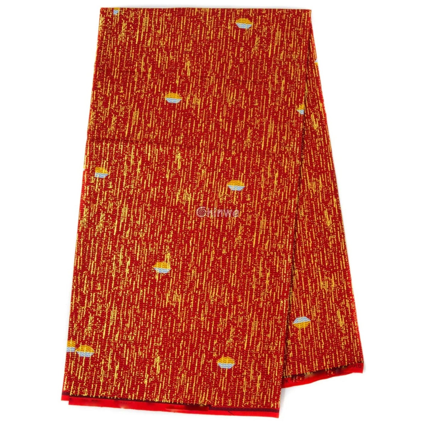 Red Yellow & Blue Kente Brocade with Lightning Chevron Motif and Gold Metallic Detailing Crimson Bolt Kente / 6yards