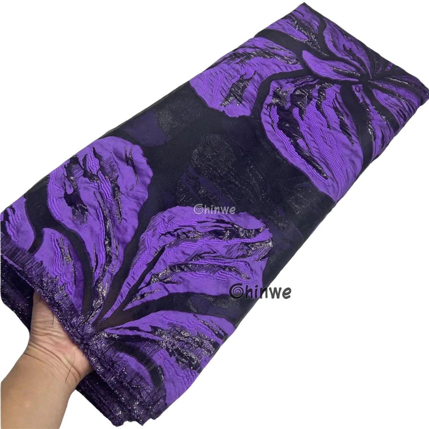 Metallic jacquard brocade with floral embossing and lustrous sheen in multi-tone blossom motif