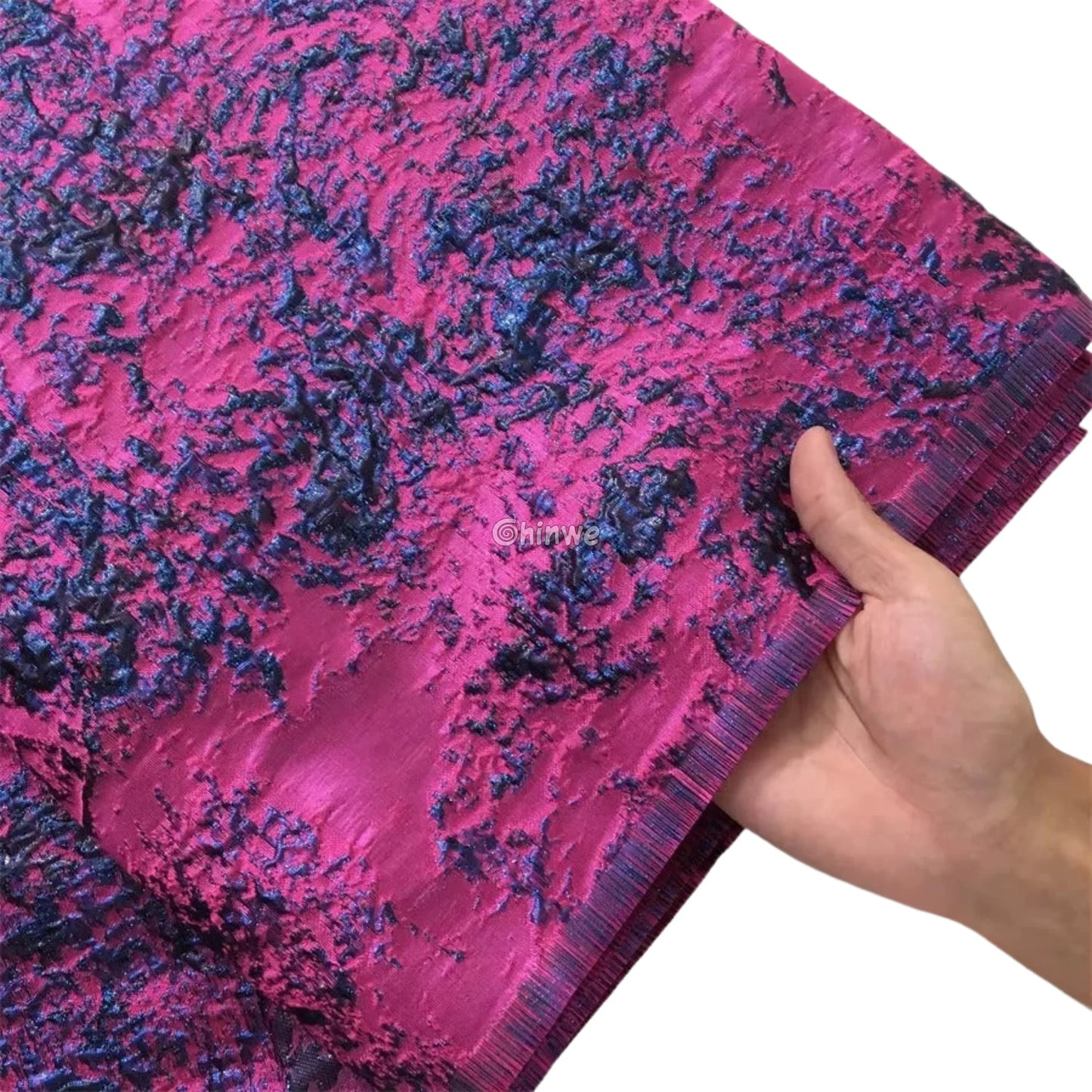 Holographic Crinkle Foil Brocade Fabric – 3D Metallic Texture with Multicolor Reflective Shine