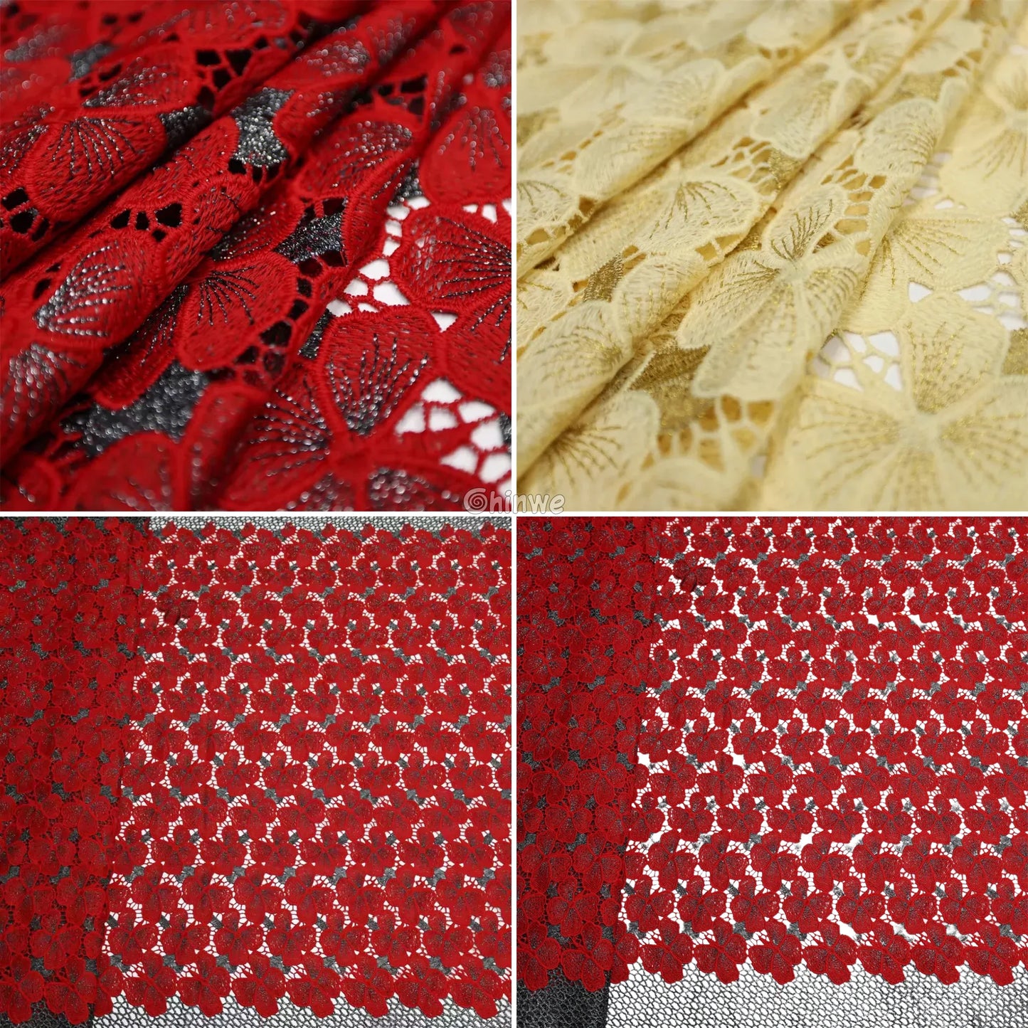 Multicolor & Metallic Corded Guipure Lace Fabric Featuring Embroidered Blossom Motifs & Sequin Accents