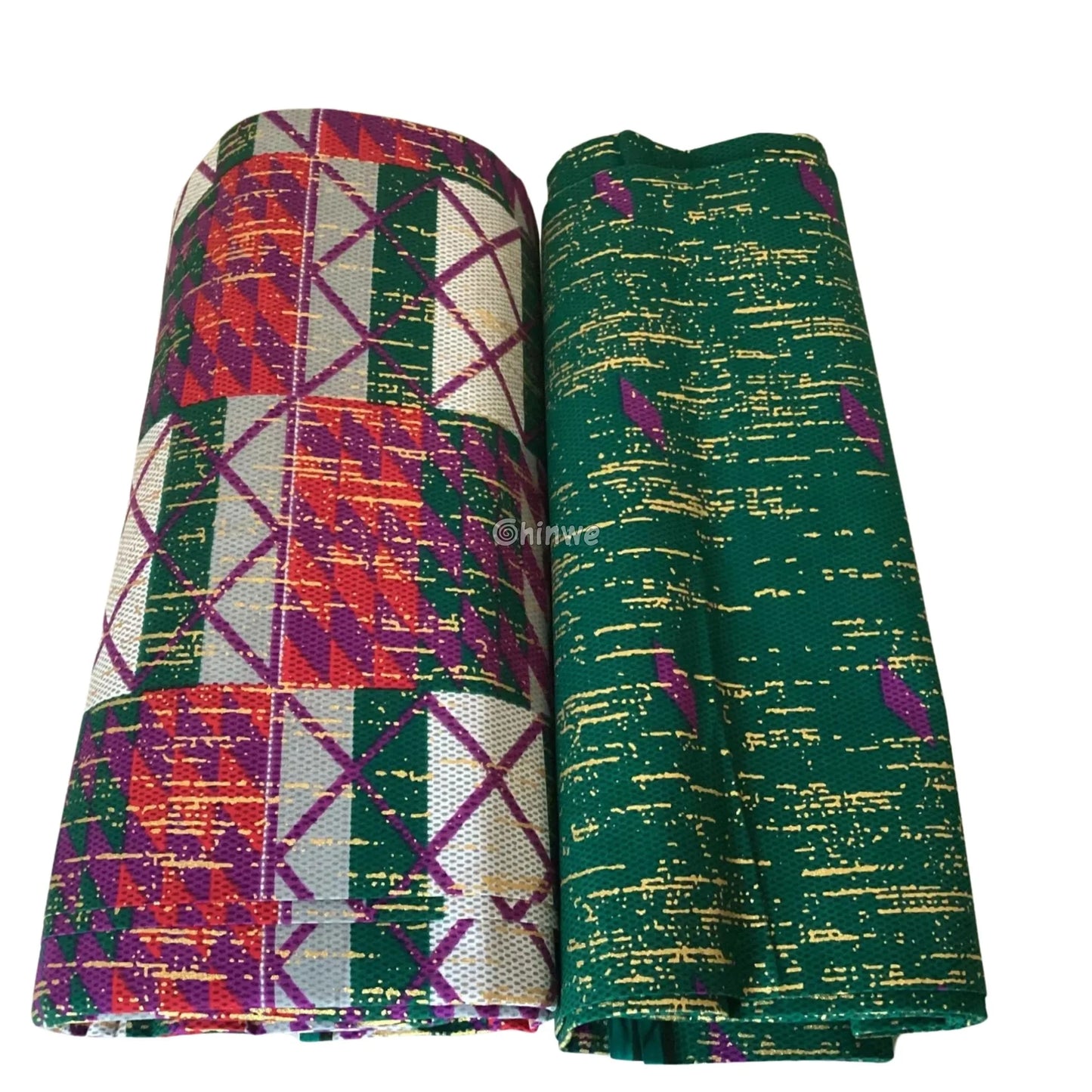 Red Green & Purple Kente Brocade with Patchwork Grid Motif and Multicolor Metallic Detailing Festival Grid Kente