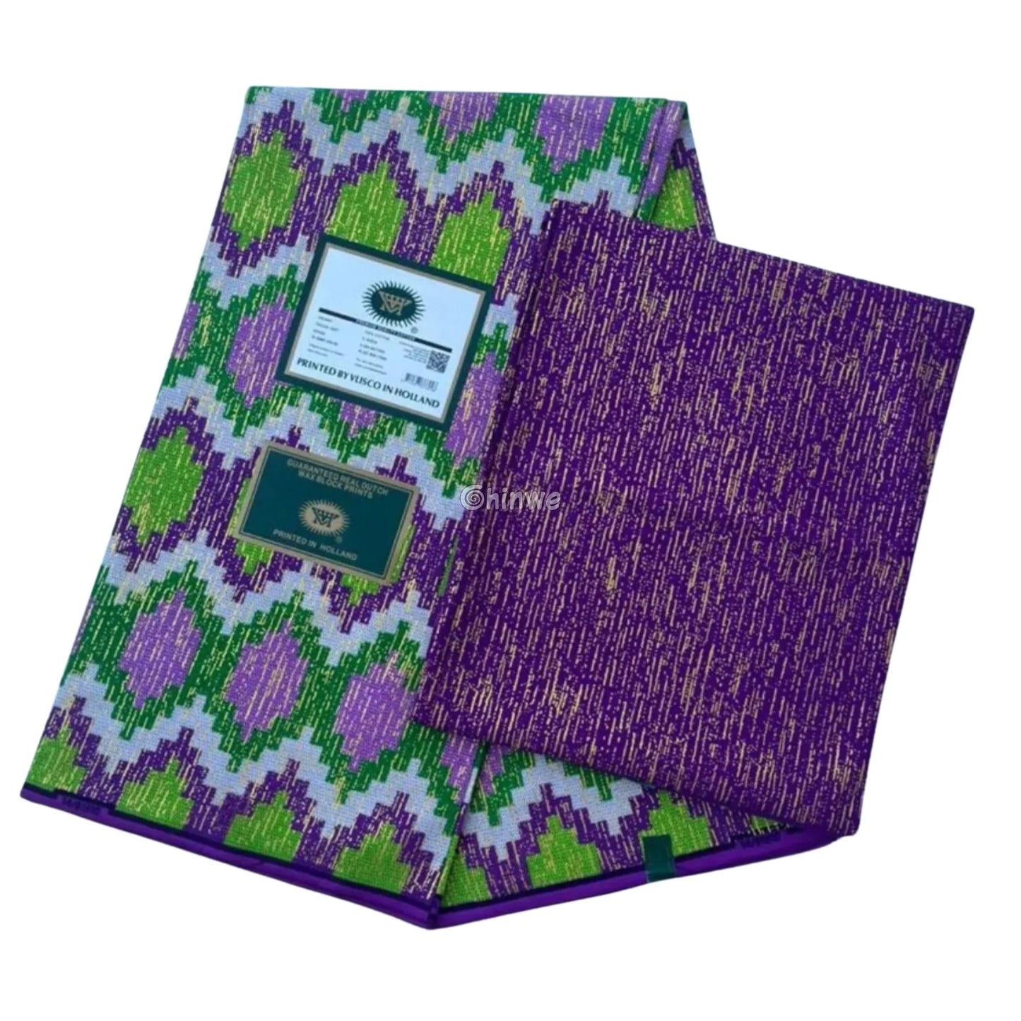 Purple Green & Lilac Kente Brocade with Diamond Lattice Motif and Metallic Gold Accents Regal Vine Kente / 6yards