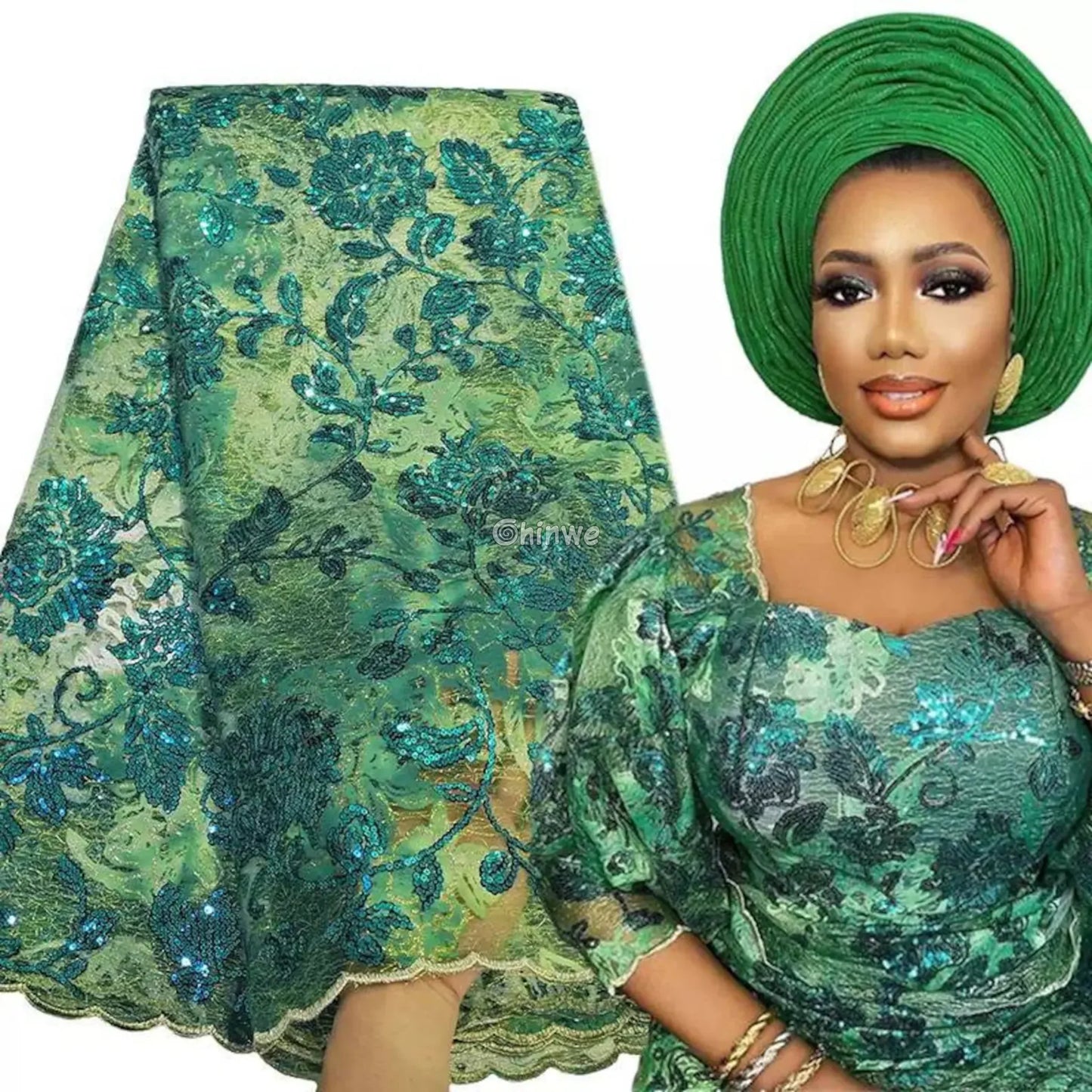 Sequined Floral Vine Embroidered Lace with Sheer Textured Base and Shimmer Finish Lace