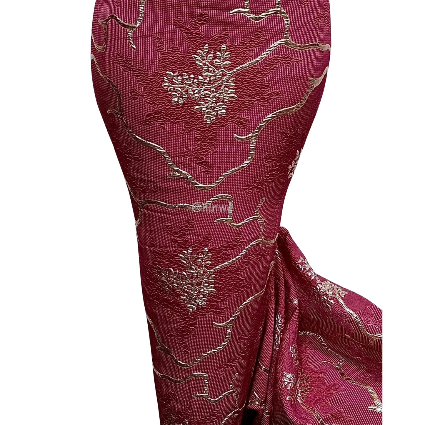 Jacquard Brocade Fabric with Metallic Floral Vines and Raised Texture Available in 7 Luxe Colors African Wax Print